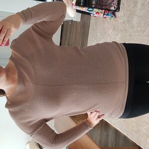 Decorative holes brown sweater